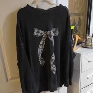 Dark Gray Bow Sweatshirt
